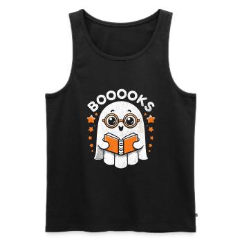 Booooks Geist Halloween Buch Bücherwurm Lesung - Männer Premium Bio Tank Top - Schwarz - Vorne - AI Model Male 178 light (178cm)