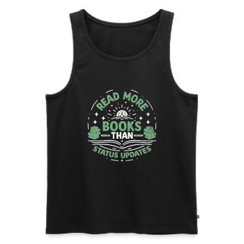 Lire plus de livres que de mises à jour de statut Bookworm - Débardeur bio Premium Homme - noir - Devant - Michal (187cm)