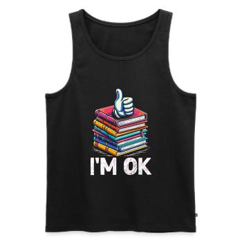 Je vais bien lire des livres rat de bibliothèque bibliophile - Débardeur bio Premium Homme - noir - Devant - AI Model Male 178 light (178cm)