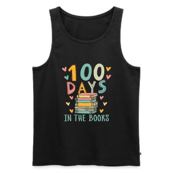 100 Days In The Books Book Reading Bookworm - Men's Premium Organic Tank Top - black - Front - AI Model Male 178 light (178cm)