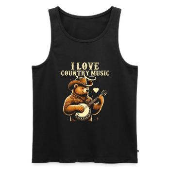J’aime la musique country Cowboy Ours Song Lover - Débardeur bio Premium Homme - noir - Devant - Michal (187cm)