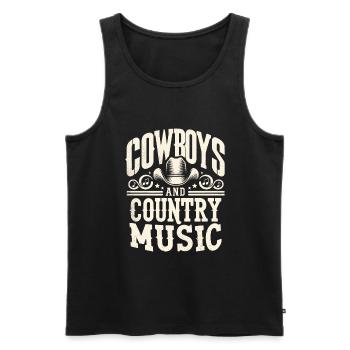 Cowboys Et Musique Country, Chanson D’amoureux, Chansons De Country, - Débardeur bio Premium Homme - noir - Devant - AI Model Male 178 light (178cm)