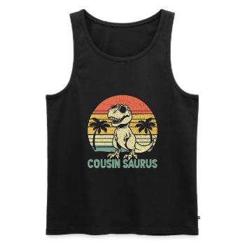 Retro Cousin Saurus Dinosaur Cousins Family - Men's Premium Organic Tank Top - black - Front - Michal (187cm)