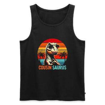 Retro Cousin Saurus Dinosaurier Familientreffen - Männer Premium Bio Tank Top - Schwarz - Vorne - Michal (187cm)