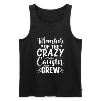 Mitglied des Familientreffens der Crazy Cousin Crew - Männer Premium Bio Tank Top - Schwarz - Vorne - Michal (187cm)