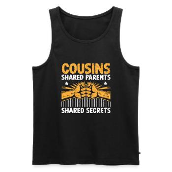 Cousins Shared Parents Shared Secrets Cousin - Men's Premium Organic Tank Top - black - Front - AI Model Male 178 light (178cm)