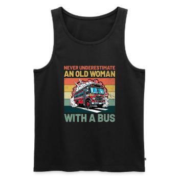 Unterschätzen Sie niemals eine alte Frau mit einem Busfahrer - Männer Premium Bio Tank Top - Schwarz - Vorne - Michal (187cm)