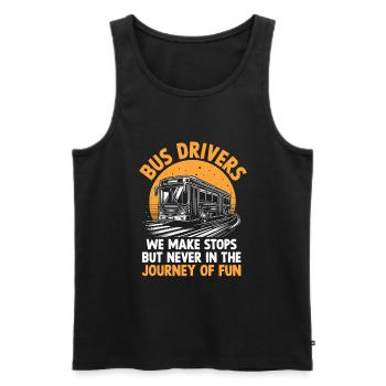 Busfahrer: Wir halten an, aber nie auf der Reise - Männer Premium Bio Tank Top - Schwarz - Vorne - Michal (187cm)