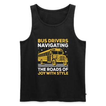 Bus Drivers Navigating The Roads Of Joy With Style - Men's Premium Organic Tank Top - black - Front - Michal (187cm)