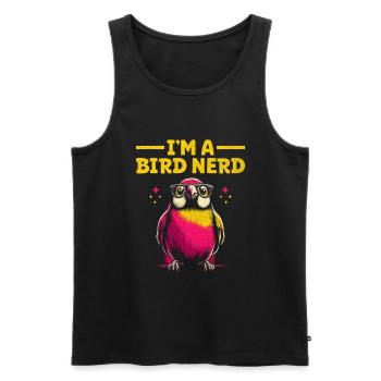 Je suis un nerd des oiseaux Observation des oiseaux Birdwatcher Oiseaux - Débardeur bio Premium Homme - noir - Devant - AI Model Male 178 light (178cm)