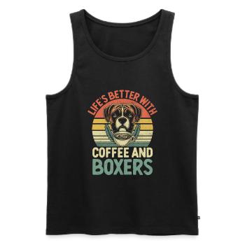 Retro-Leben ist besser mit Kaffee und Boxershorts - Männer Premium Bio Tank Top - Schwarz - Vorne - Michal (187cm)