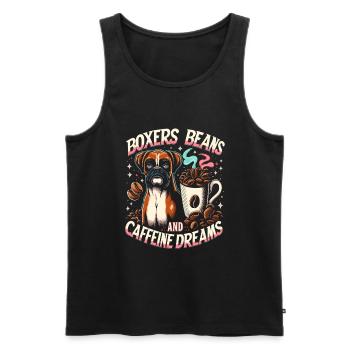 Boxer Beans And Caffeine Dreams Dog Lover - Men's Premium Organic Tank Top - black - Front - AI Model Male 178 light (178cm)