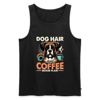 Poils De Chien Et Café Boxer Flair Amateur De Caféine - Débardeur bio Premium Homme - noir - Devant - AI Model Male 178 light (178cm)