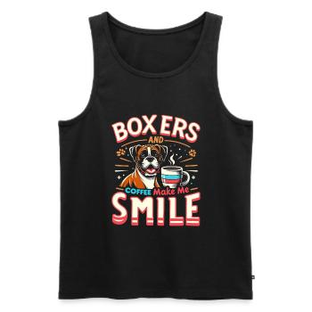 Boxers And Coffee Make Me Smile Caffeine Lover - Men's Premium Organic Tank Top - black - Front - Michal (187cm)