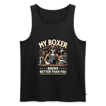 My Boxer Brews Better Than You Caffeine Lover Dog - Men's Premium Organic Tank Top - black - Front - AI Model Male 178 light (178cm)