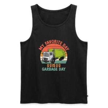 Mon jour préféré est Garbage Day Trash Collector - Débardeur bio Premium Homme - noir - Devant - AI Model Male 178 light (178cm)