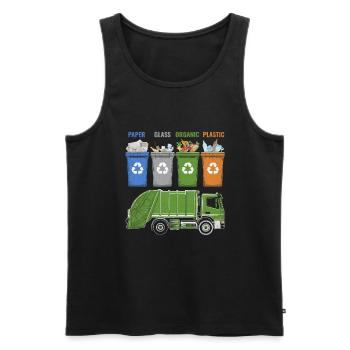 Recycling Trash Garbage Truck Trash Collector - Men's Premium Organic Tank Top - black - Front - AI Model Male 178 light (178cm)