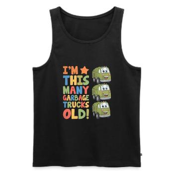 I'm This Many Garbage Trucks Old 3 Years Old - Men's Premium Organic Tank Top - black - Front - AI Model Male 178 light (178cm)