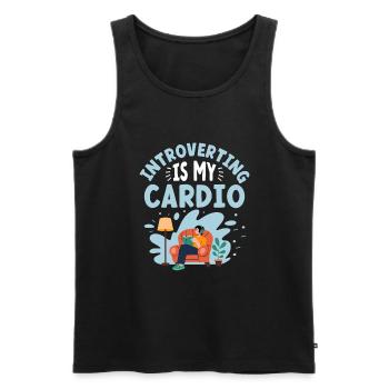L’introvertissement est mon dicton cardio pour les introvertis - Débardeur bio Premium Homme - noir - Devant - AI Model Male 178 light (178cm)