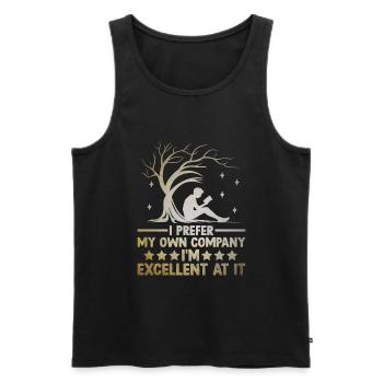 Ich bevorzuge meine eigene Gesellschaft, ich bin ausgezeichnet darin - Männer Premium Bio Tank Top - Schwarz - Vorne - Michal (187cm)