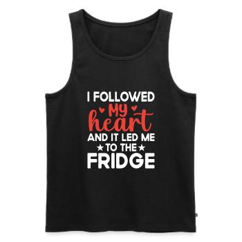 I Followed My Heart And It Led Me To The Fridge - Men's Premium Organic Tank Top - black - Front - AI Model Male 178 light (178cm)