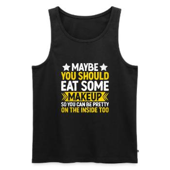 Vielleicht solltest du dich etwas schminken, damit du - Männer Premium Bio Tank Top - Schwarz - Vorne - AI Model Male 178 light (178cm)