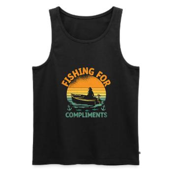 Fishing For Compliments Paddle Boat - Men's Premium Organic Tank Top - black - Front - AI Model Male 178 light (178cm)