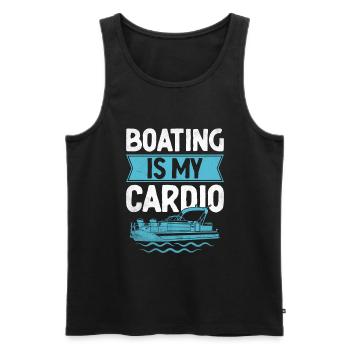 Bootfahren ist mein Cardio-Paddelboot - Männer Premium Bio Tank Top - Schwarz - Vorne - AI Model Male 178 light (178cm)