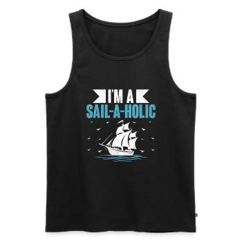 Pédalo I’m A Sail A Holic - Débardeur bio Premium Homme - noir - Devant - Michal (187cm)
