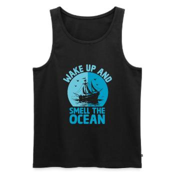 Wachen Sie auf und riechen Sie das Ocean Paddle Boat - Männer Premium Bio Tank Top - Schwarz - Vorne - Michal (187cm)