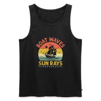 Boot Wellen Sonnenstrahlen Paddelboot - Männer Premium Bio Tank Top - Schwarz - Vorne - Michal (187cm)