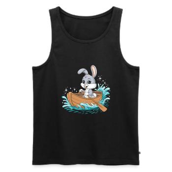 A Bunny Boating Paddle Boat - Men's Premium Organic Tank Top - black - Front - Michal (187cm)