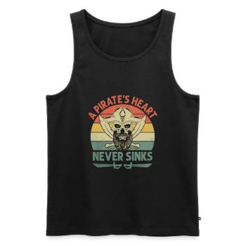 Ein Piratenherz geht nie unter Piratenjugend Design - Männer Premium Bio Tank Top - Schwarz - Vorne - AI Model Male 178 light (178cm)