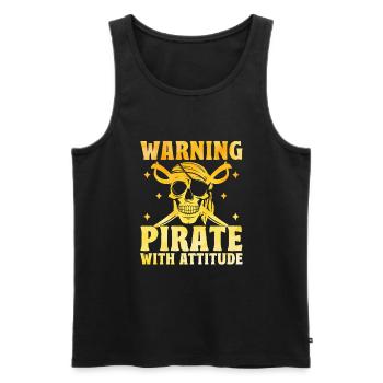 Warnung Pirat mit Haltung Piratenjugend Design - Männer Premium Bio Tank Top - Schwarz - Vorne - AI Model Male 178 light (178cm)