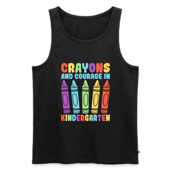 Crayons And Courage In Kindergarten School Teacher - Men's Premium Organic Tank Top - black - Front - Michal (187cm)