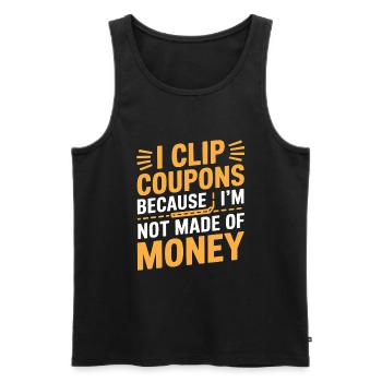 Ich schneide Coupons ab, weil ich nicht aus Geld gemacht bin - Männer Premium Bio Tank Top - Schwarz - Vorne - Michal (187cm)