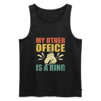 Mon autre bureau est un athlète de gymnastique de sport de ring - Débardeur bio Premium Homme - noir - Devant - AI Model Male 178 light (178cm)