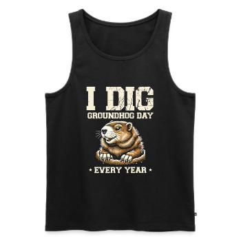 I Dig Groundhog Day Every Year Cute Animal - Men's Premium Organic Tank Top - black - Front - AI Model Male 178 light (178cm)