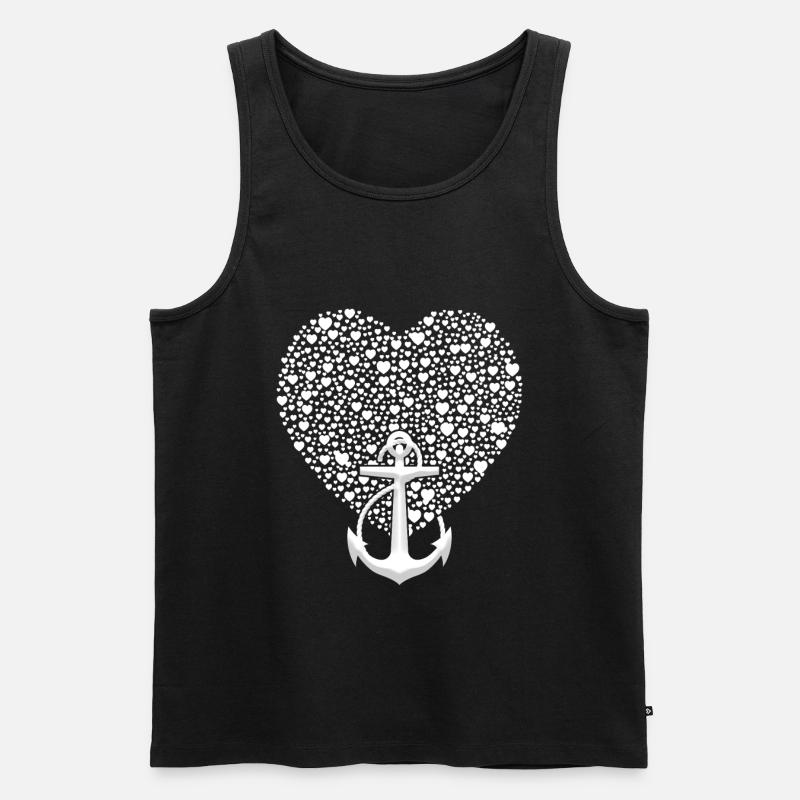 Anker Mit Herz Küste Seefahrt - Männer Premium Bio Tank Top - Schwarz