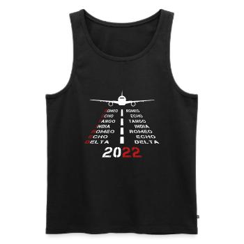 Pensionierter Pilot 2022 Phonetic Alphabet Plane Runway - Männer Premium Bio Tank Top - Schwarz - Vorne - AI Model Male 178 light (178cm)