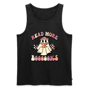 Weiterlesen Bücher Halloween Hippie Ghost 70er - Männer Premium Bio Tank Top - Schwarz - Vorne - Michal (187cm)