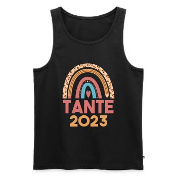 Tante 2023 Schwangerschaft Regenbogen Werdende Tan - Männer Premium Bio Tank Top - Schwarz - Vorne - AI Model Male 178 light (178cm)