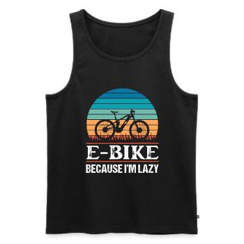E Bike because I'm laz Funny Ebike Gift - Men's Premium Organic Tank Top - black - Front - AI Model Male 178 light (178cm)