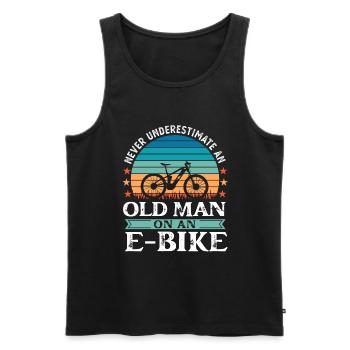 Never underestimate an Old Man on an EBike - Men's Premium Organic Tank Top - black - Front - AI Model Male 178 light (178cm)