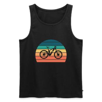 E Bike Cycling Electric Bike Vintage Sunset Gift - Men's Premium Organic Tank Top - black - Front - AI Model Male 178 light (178cm)