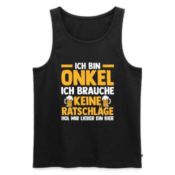 Patenonkel Pate Bier Onkel - Männer Premium Bio Tank Top - Schwarz - Vorne - Michal (187cm)