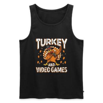 Turkey and Video Games Thanksgiving 2022 Gamer - Men's Premium Organic Tank Top - black - Front - Michal (187cm)