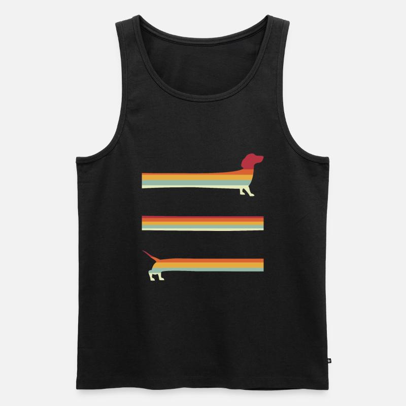 Extra langer Retro Dackel - Männer Premium Bio Tank Top - Schwarz