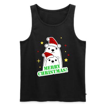 Frohe Weihnachtsfeier - Männer Premium Bio Tank Top - Schwarz - Vorne - AI Model Male 178 light (178cm)