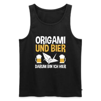 Origami und Bier darum bin ich hier - Männer Premium Bio Tank Top - Schwarz - Vorne - Michal (187cm)